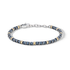 Bracciale in acciaio con ematite grigia e PVD giallo Collezione Mineral Comete Gioielli