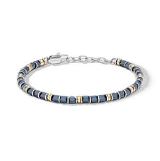 Bracciale in acciaio con ematite grigia e PVD giallo Collezione Mineral Comete Gioielli