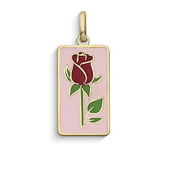 Ciondolo donna con rosa rossa in oro giallo e smalti Comete Gioielli