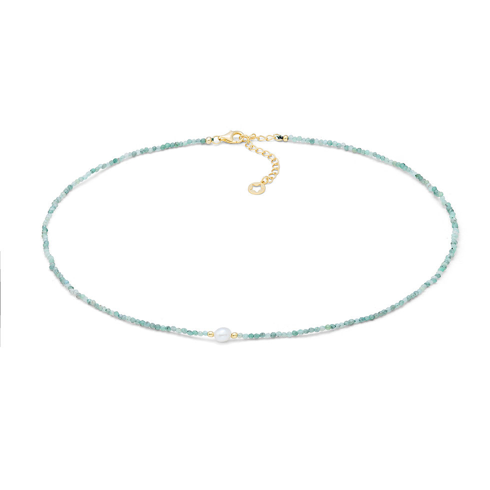 Girocollo donna Comete Gioielli con smeraldo naturale e perla in argento giallo, idea regalo portafortuna