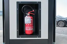 2 kg fire extinguisher can be attached to all Italtower Gen-set powered lighting towers, ready for use in an emergency.