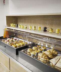 Buffet for coffee break at Hotel Maritan Padova with assorted pastries and beverages