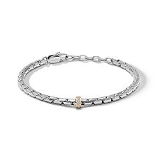 Bracciale uomo Chain Comete Gioielli in acciaio con dettaglio centrale in PVD giallo e zirconi bianchi luminosi.