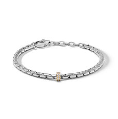 Bracciale uomo Chain Comete Gioielli in acciaio con dettaglio centrale in PVD giallo e zirconi bianchi luminosi.