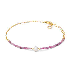 Bracciale donna in argento 925‰ dorato con radice di rubino naturale e perla coltivata collezione Storia di Luce Gift&Color Comete Gioielli