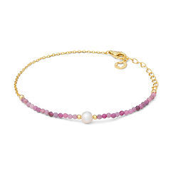 Damenarmband aus vergoldetem 925‰ Silber mit natürlicher Rubinknolle und Zuchtperle, Kollektion Storia di Luce Gift&Color Comete Gioielli