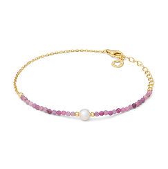 Bracciale donna in argento 925‰ dorato con radice di rubino naturale e perla coltivata collezione Storia di Luce Gift&Color Comete Gioielli