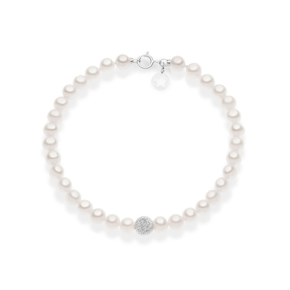 Bracciale donna con perle e sfera diamantata Comete Gioielli, idea regalo elegante e portafortuna