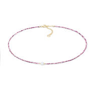 Girocollo donna in argento 925‰ dorato con radice di rubino naturale e perla coltivata della collezione Storia di Luce Gift&Color Comete Gioielli