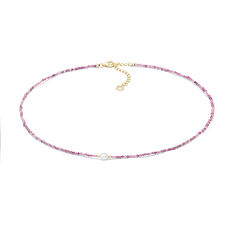 Damenhalskette aus vergoldetem 925‰ Silber mit natürlicher Rubinkoralle und Zuchtperle aus der Kollektion Storia di Luce Gift&Color Comete Gioielli