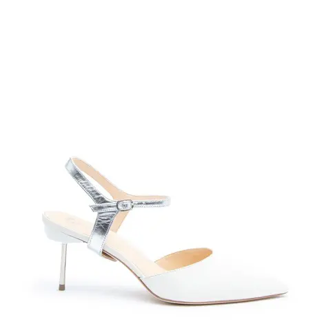 White Stiletto + Silver Jackie Strap