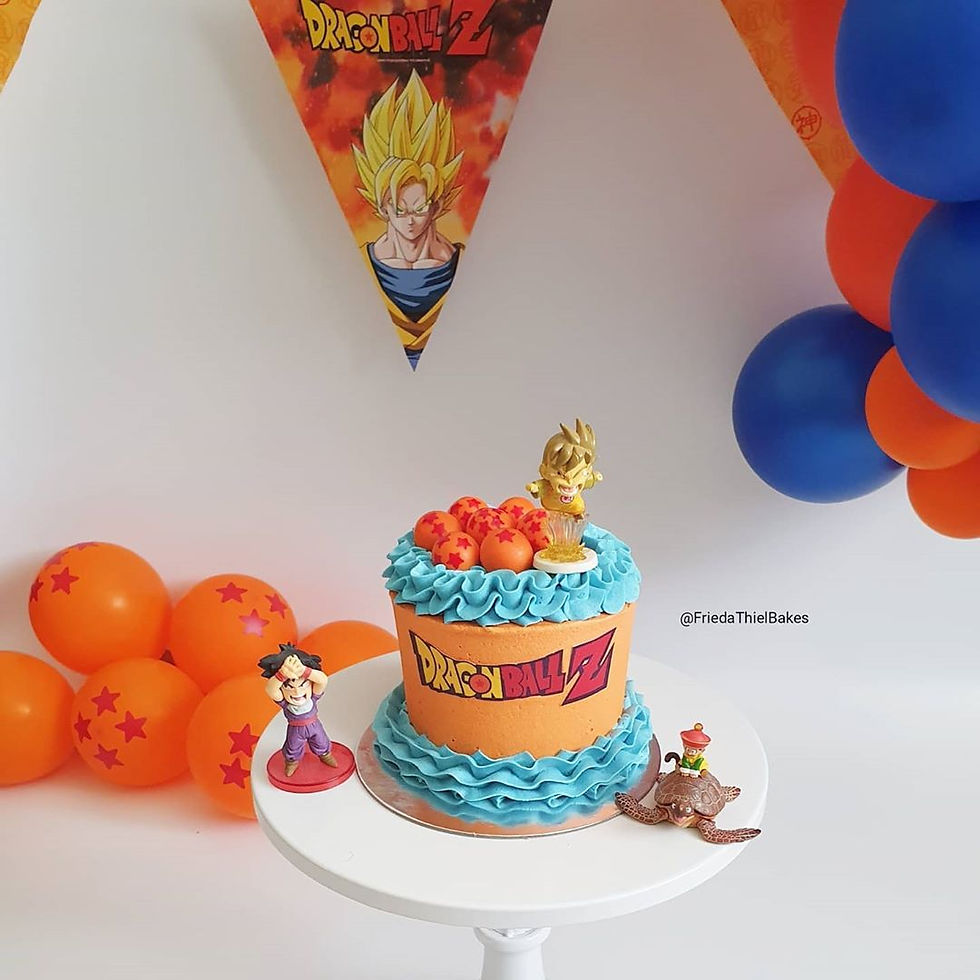 Dragon Ball Z (anime) Themed, Baby Mini Smash Cake & Set Up BY Frieda Thiel Bakes