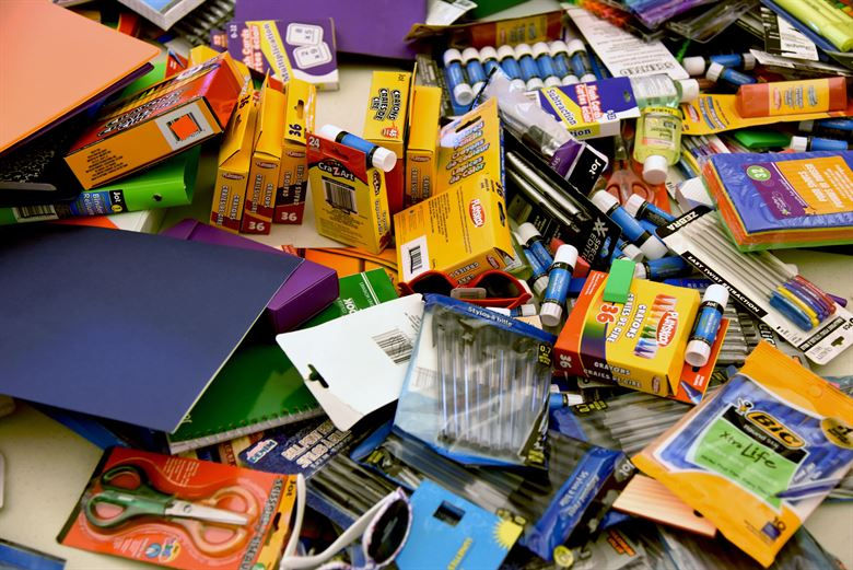 Assorted school supplies