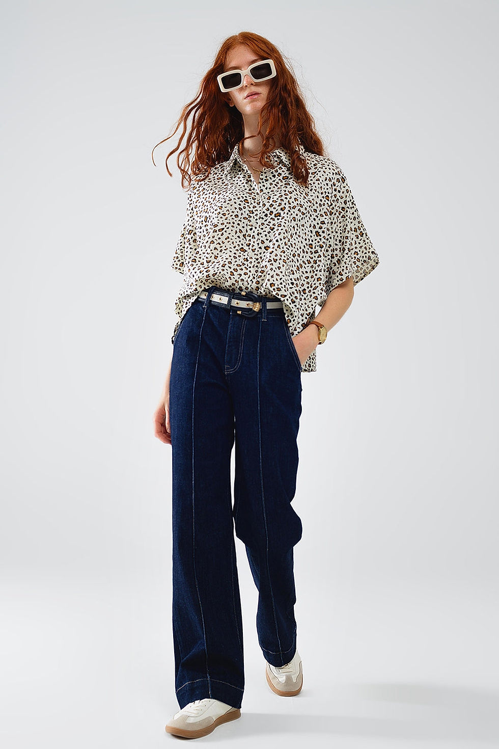 Thumbnail: Relaxed Oversized Leopard Print Short Sleeves Shirt