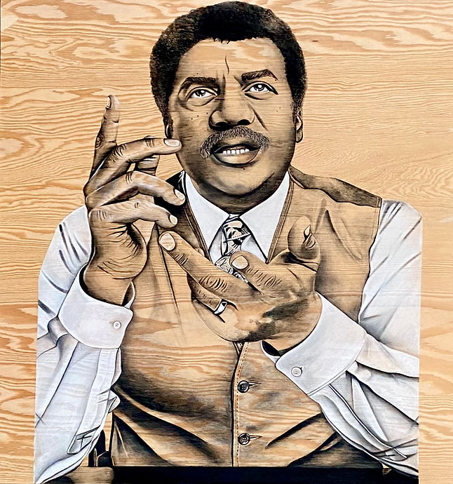 Neil deGrasse Tyson (48_x48_) Charcoal Drawing on Plywood board
