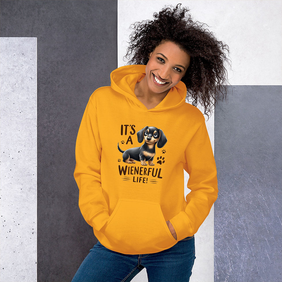 Thumbnail: playful dachshund illustration hoodie