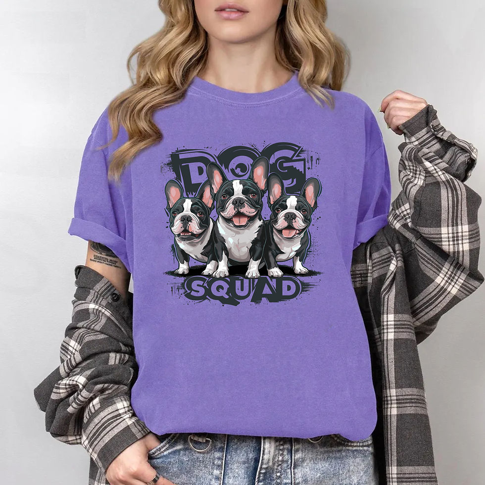 Dog Squad French Bulldog T-shirt with three Frenchies graphic