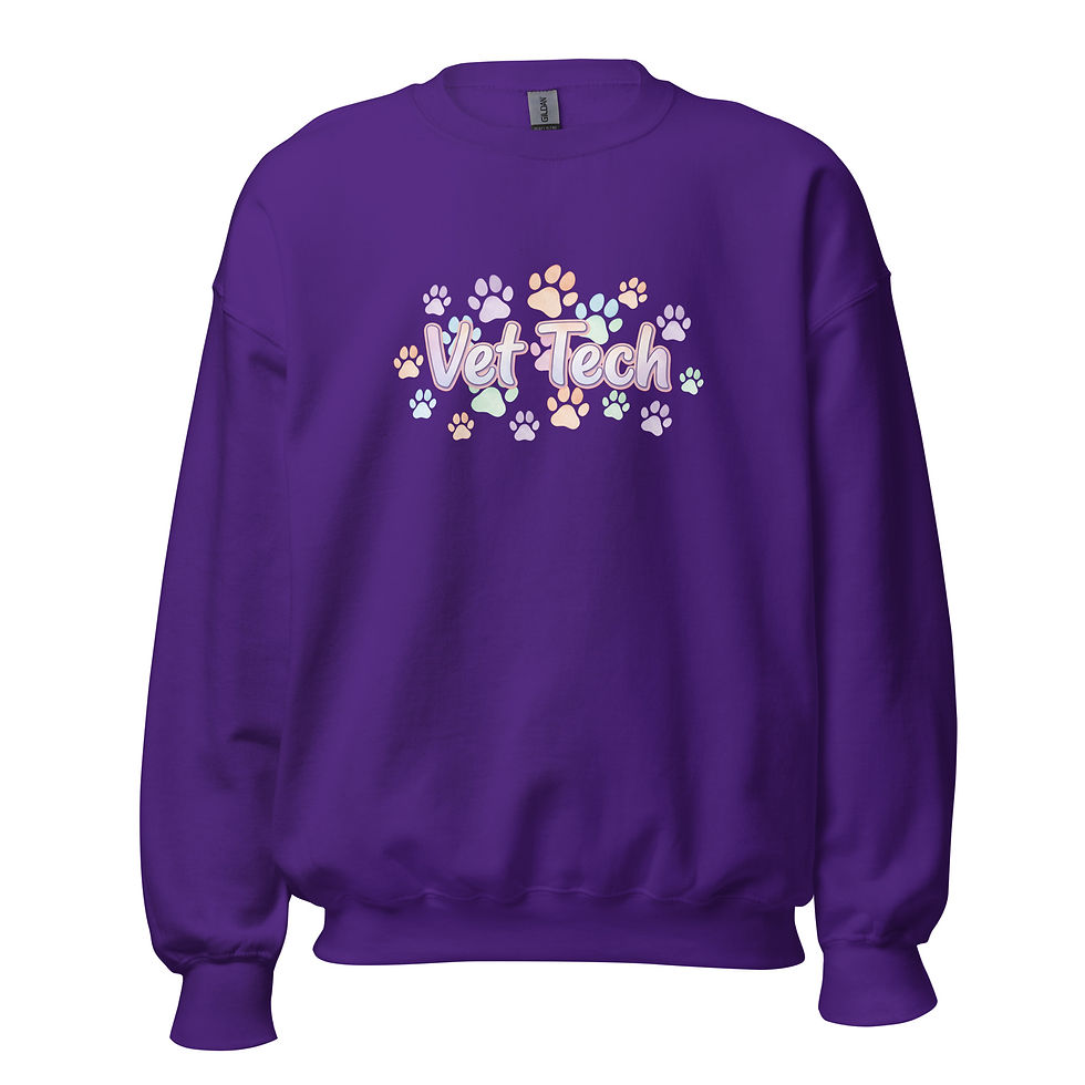 Thumbnail: pastel paw print vet tech sweatshirt
