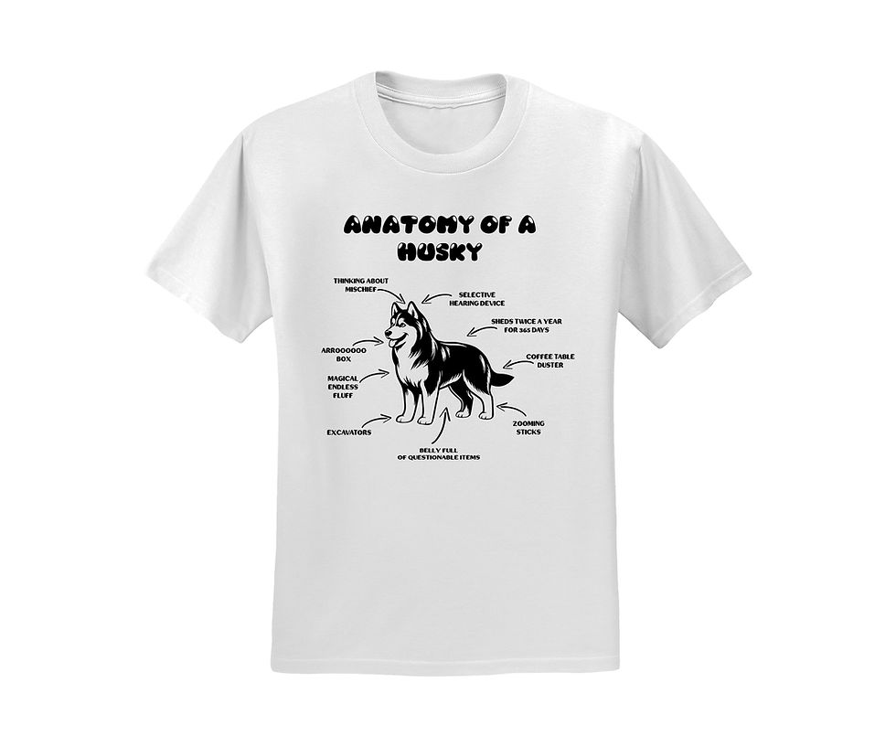 Anatomy of a Husky T-shirt with funny Husky diagram graphic