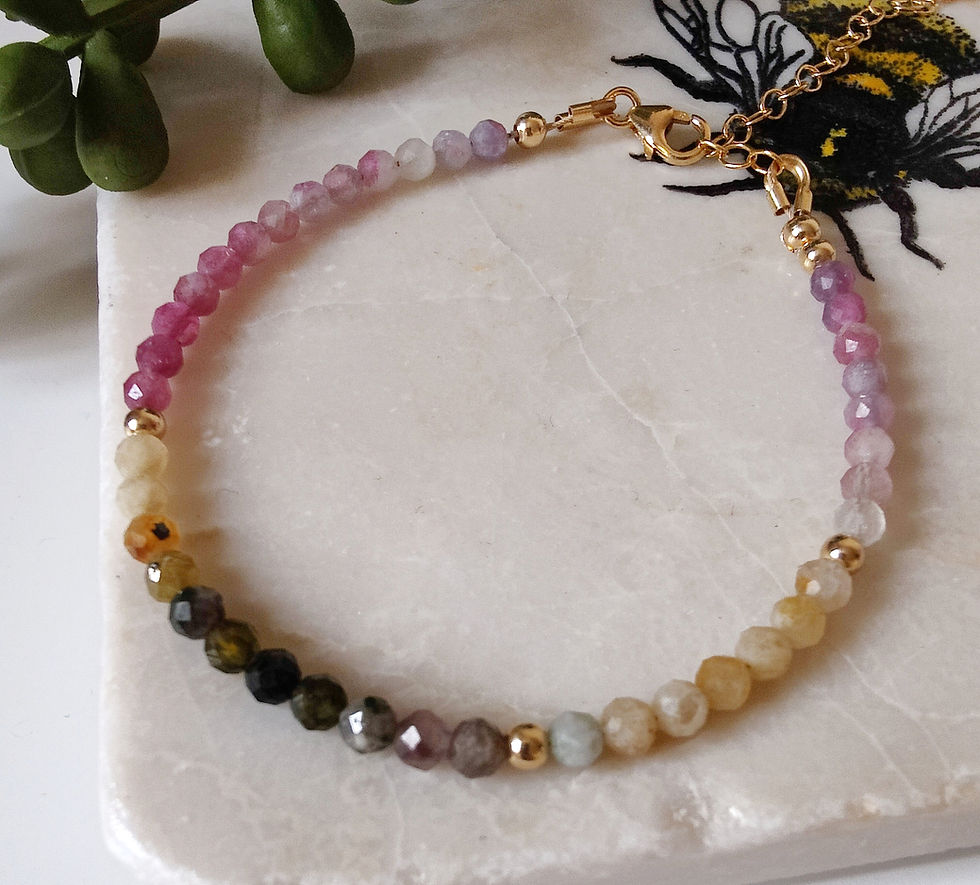 Thumbnail: Mixed Tourmaline Gemstone Beaded Bracelet