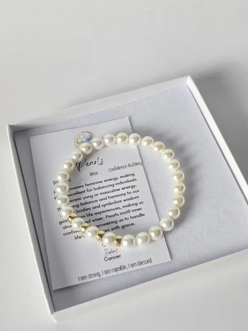 Thumbnail: Mother of pearl & 14K Gold Filled Beads Gemstone Bracelet