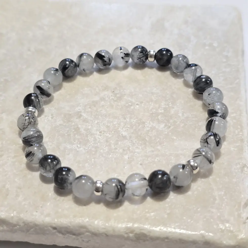 Thumbnail: Black Tourmalinated Quartz Stretch Bracelet
