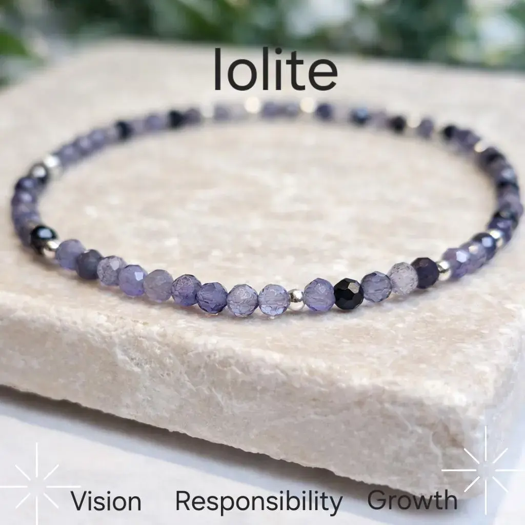 Iolite beaded Bracelet, Shaded Purples Anniversary Gift