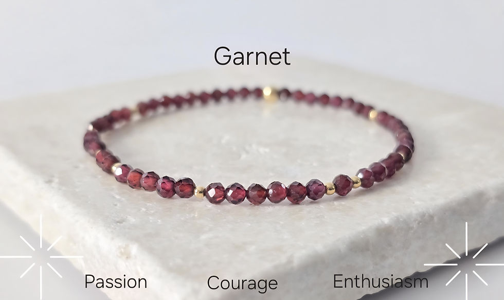 Garnet & Gold Stretch Bracelet