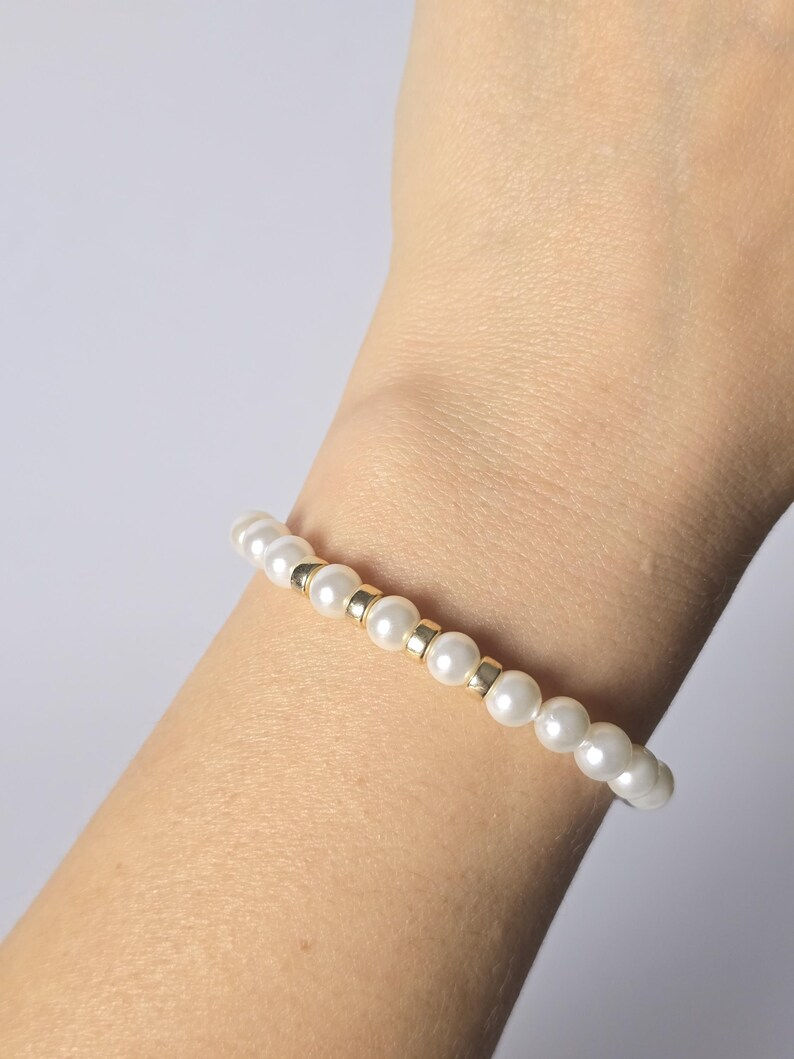 Thumbnail: Mother of pearl & 14K Gold Filled Beads Gemstone Bracelet