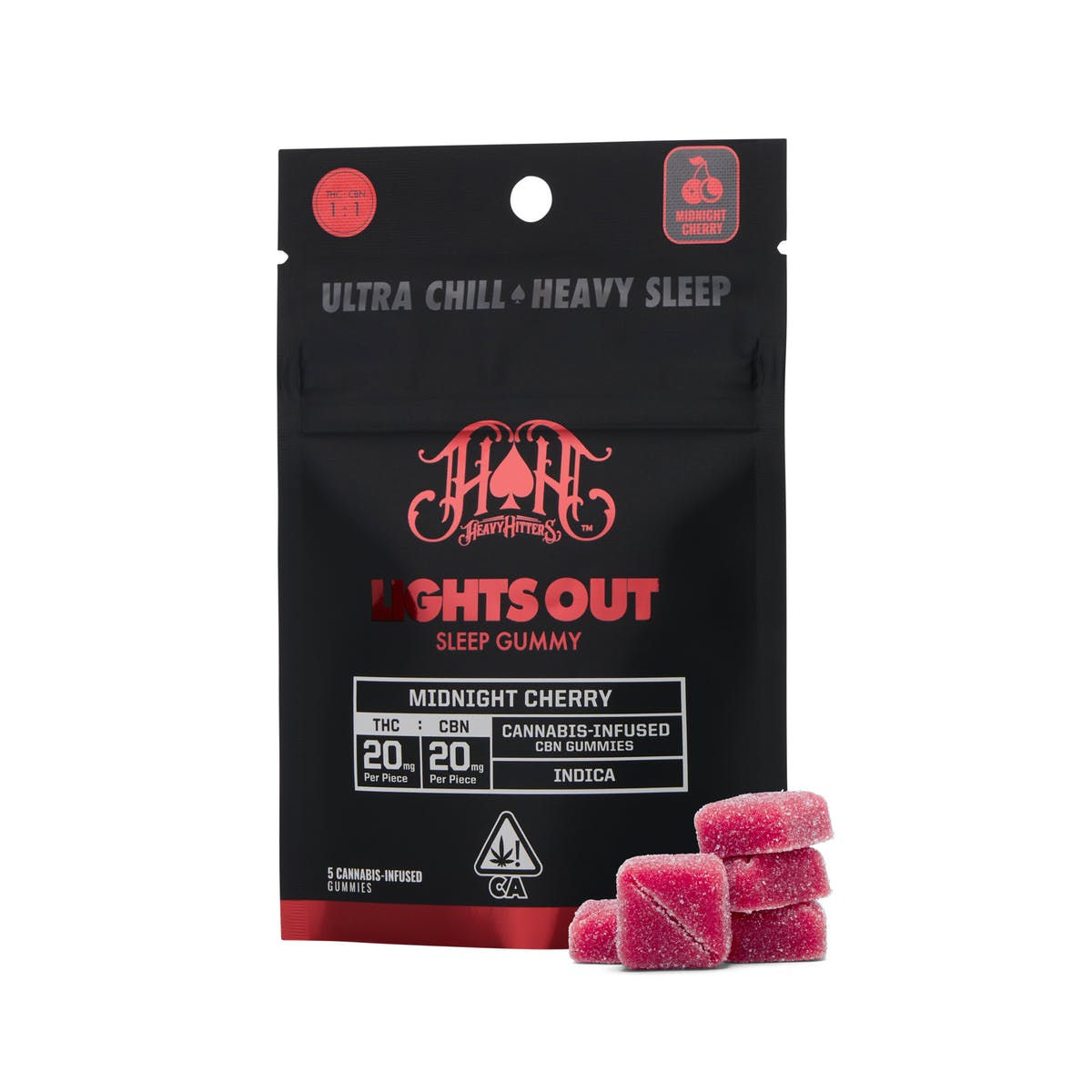 Heavy Hitters Gummy Pack Lights Out CBN Midnight Cherry (I) 100mgTHC/100mgCBN