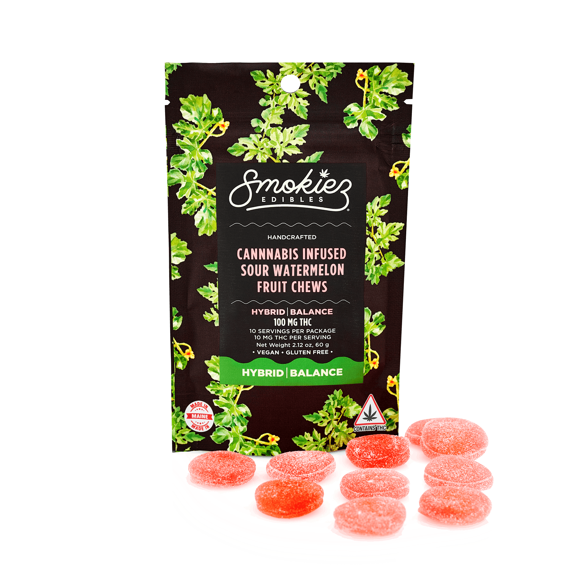 Smokiez Fruit Chews Sour Watermelon 100mgTHC