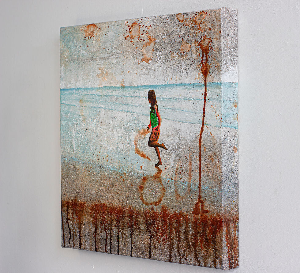 Thumbnail: Right side of square abstract beach artwork with running girl