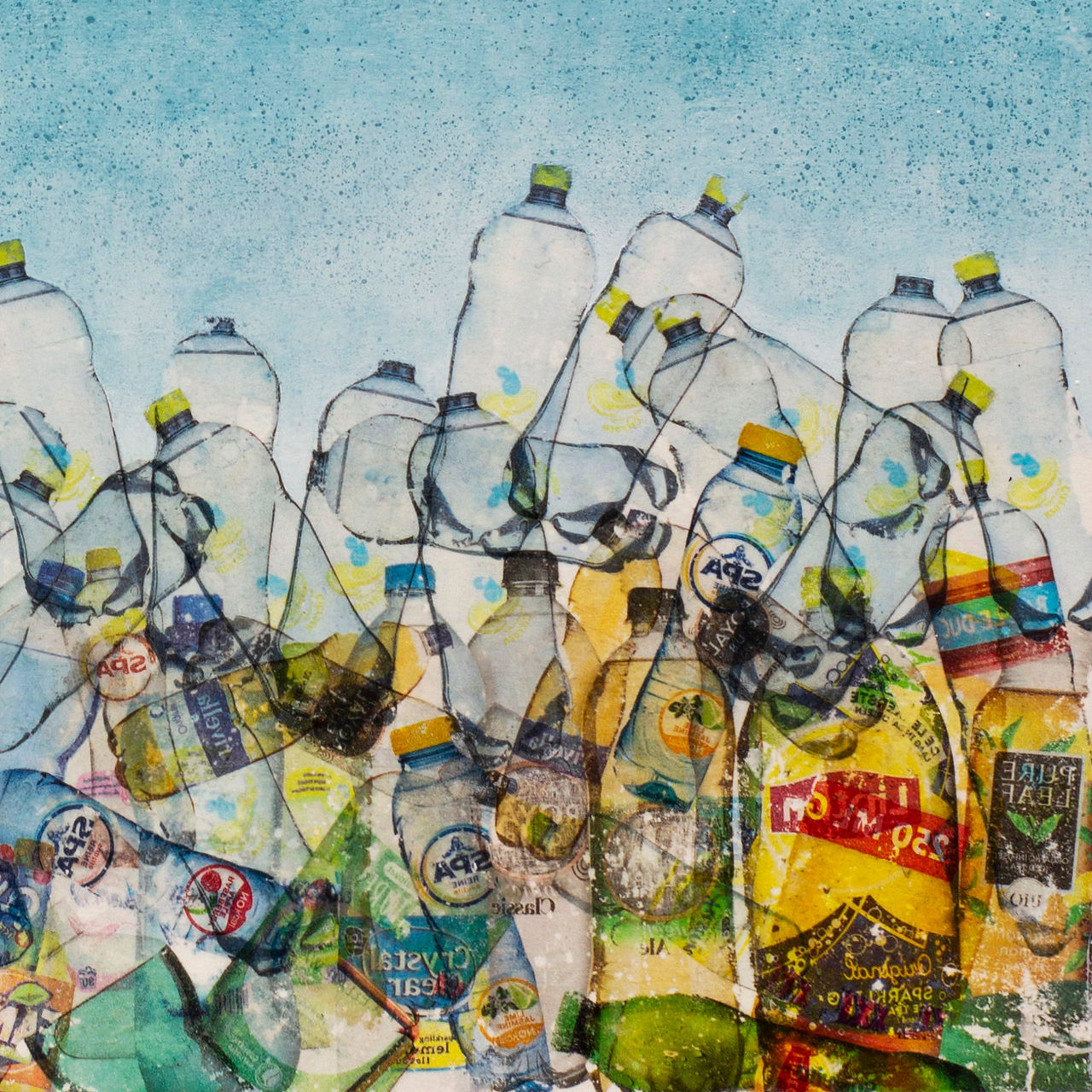 plastic bottle polution in clear water 