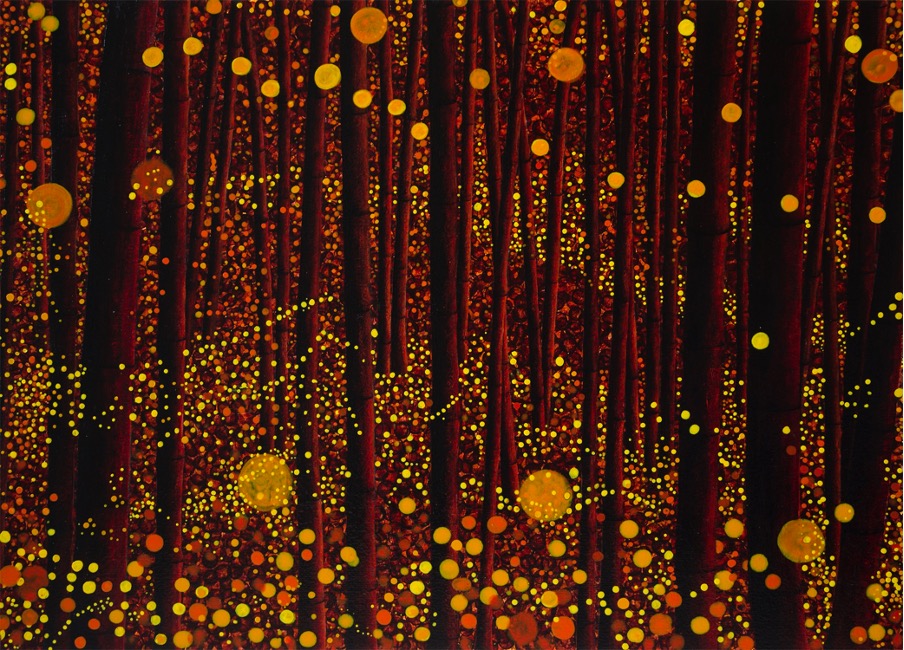 Image of a db Waterman landscape art painting in the fireflies series surrounding nature art