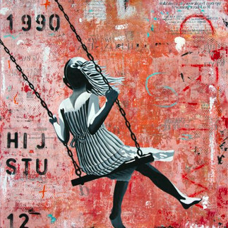 Image of contemporary art by db Waterman titled 'There Something in the Air' with red colours. 