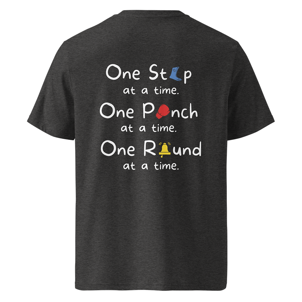 Thumbnail: Go The Distance + One Step at a Time - Unisex organic cotton t-shirt (dark)