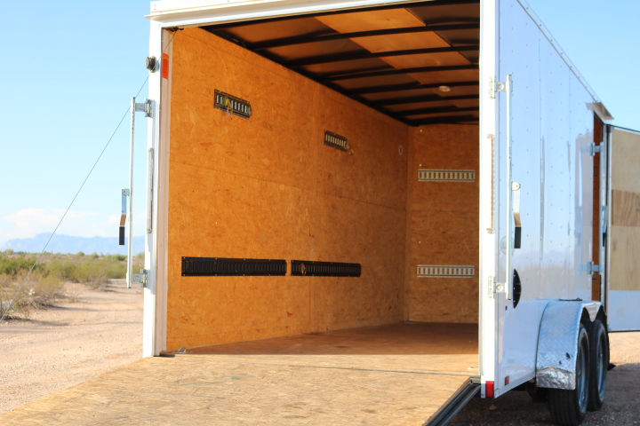 Ramp gate and e tracks on a 16 foot rental trailer