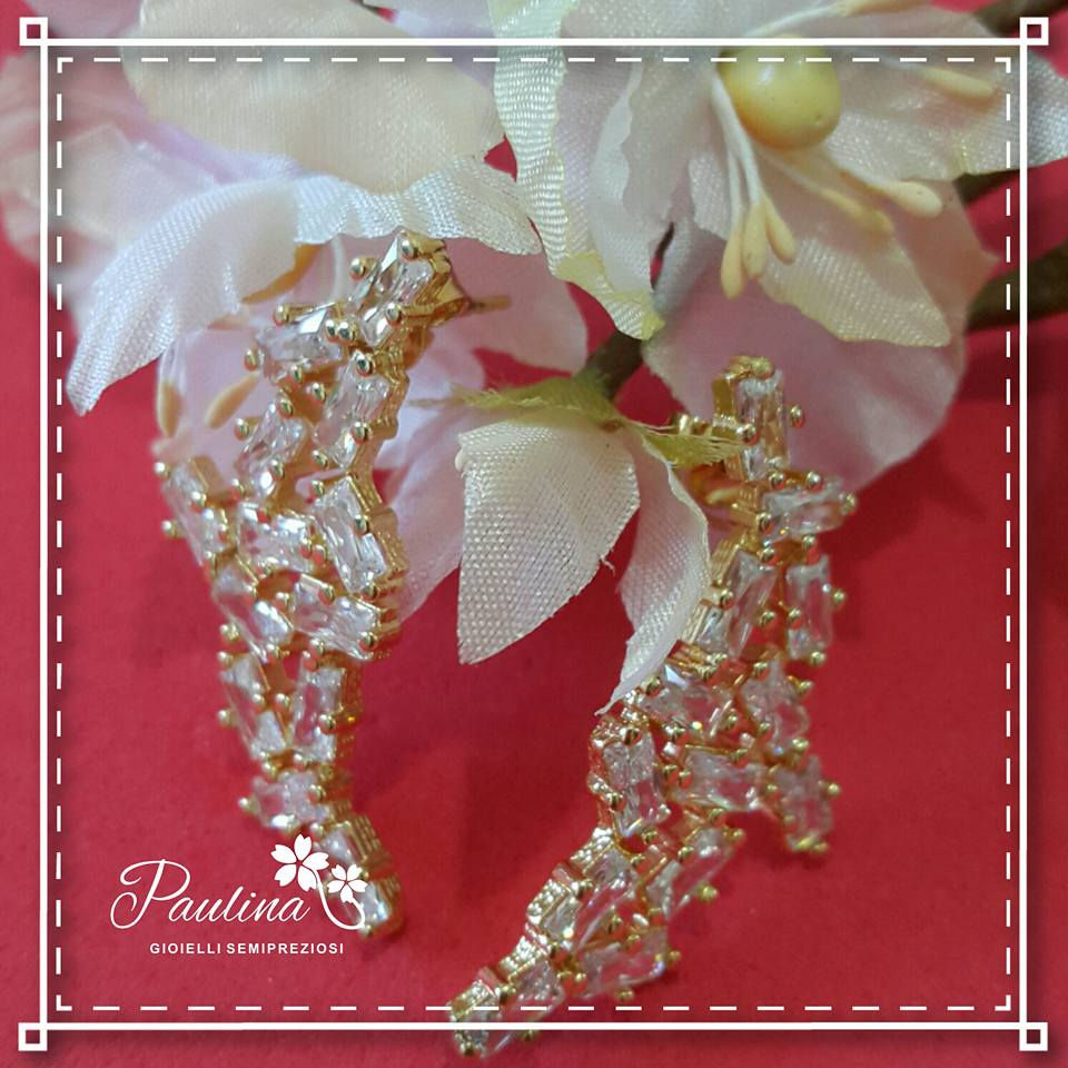 Ear Cuff Orecchini Placcati in Oro 18K con Zirconi Incastonate