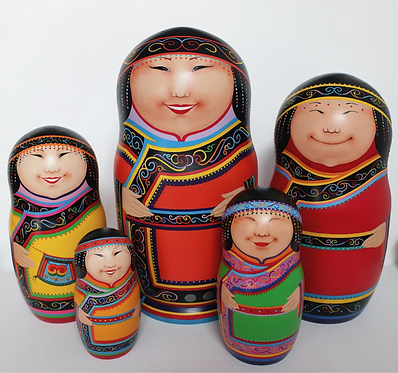 The Udege Matryoshka doll Wood, acrylic, 31 x 14 cm, 2021