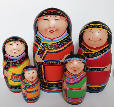 The Udege Matryoshka doll  Wood, acrylic, 31 x 14 cm, 2021