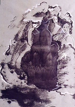 "The poet's Muses" Paper, monotype, 42х59 cm, 1998