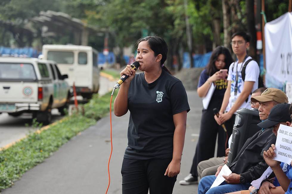 Angelika Nasiron during a program in front of the Department of Agrarian Reform last 2024. Photo from Sambilog - Balik Bugsuk Movement via Bulatlat.
