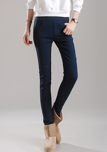 ภาพขนาดย่อ: Skinny Wool กางเกงกันหนาว ผ้ายีนส์บุวูล