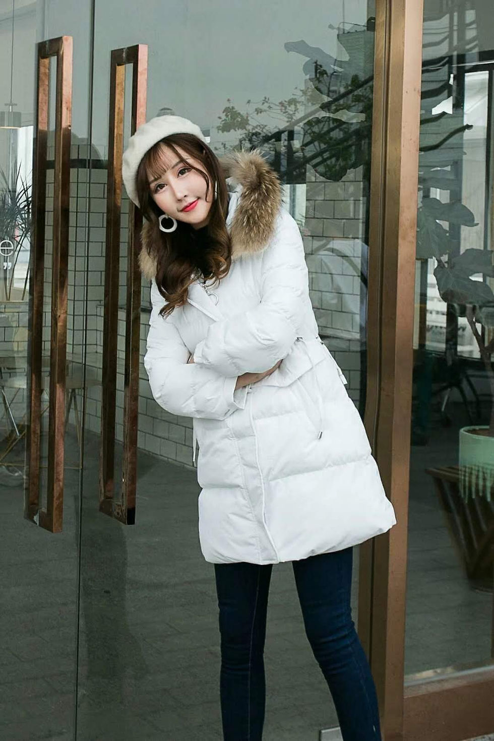 ภาพขนาดย่อ: เสื้อโค้ทขนเป็ดผสม เฟอร์แท้