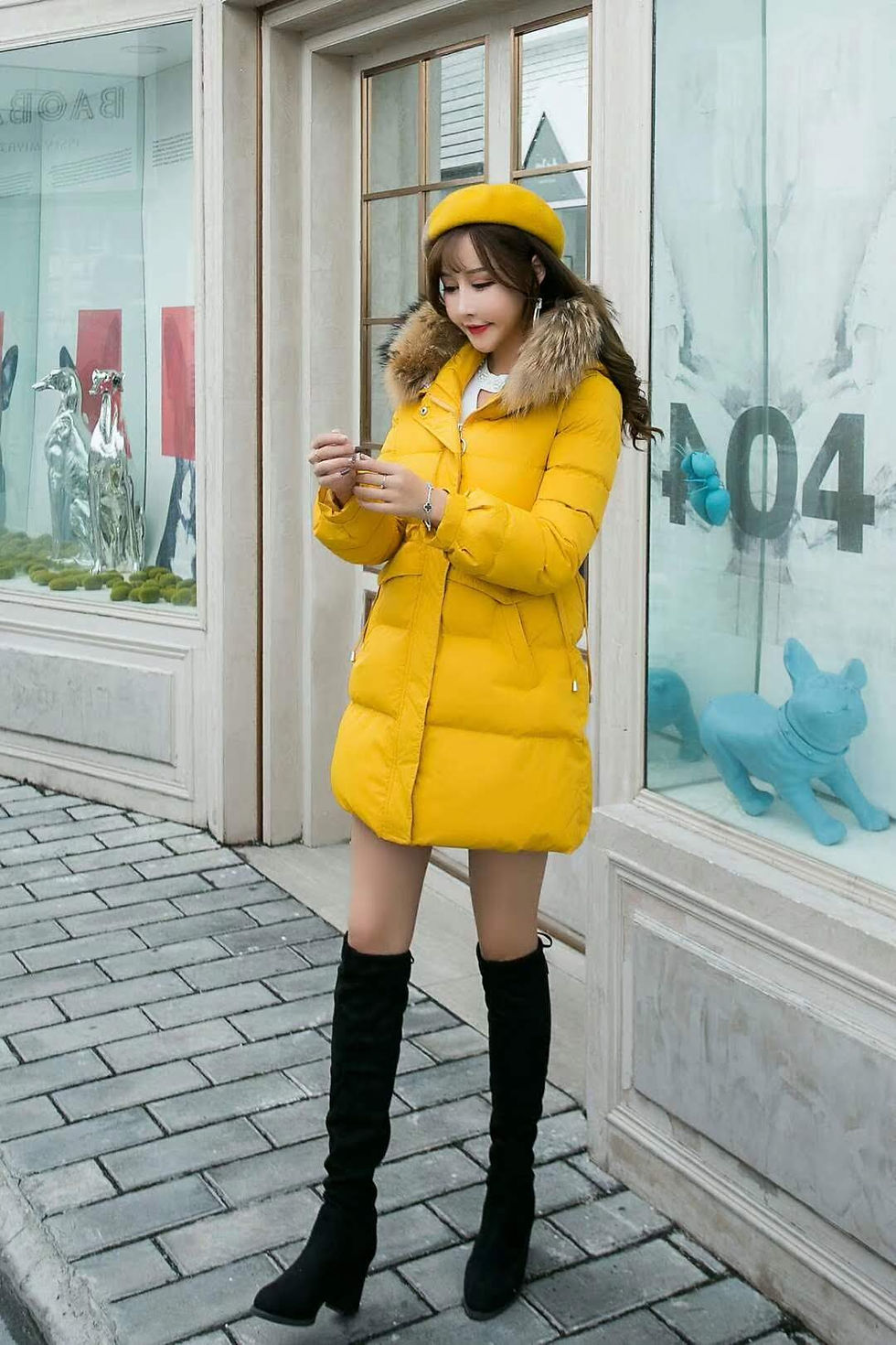 ภาพขนาดย่อ: เสื้อโค้ทขนเป็ดผสม เฟอร์แท้