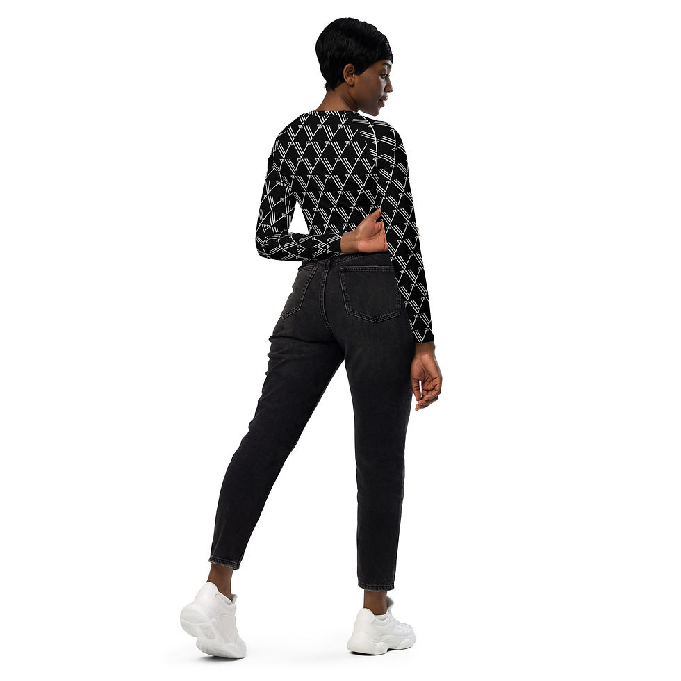Thumbnail: Veganfornia - Recycled long-sleeve crop top - Elite Black