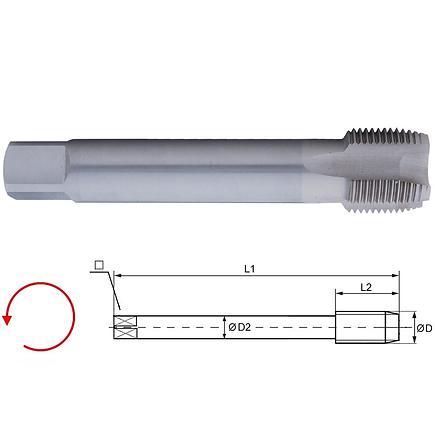 Maschinen- Gewindebohrer Form C, Gerade Nut, Links, G (BSP)