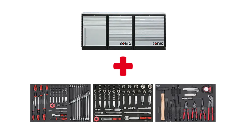 AN20210401 MSS 2193mm setup with stainless steel worktop plus, AN20210401 Sonic Equipment