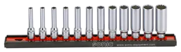 101202 Deep socket set 1/4'', 12 pt. on rail 12pt.cs, Sonic Equipment