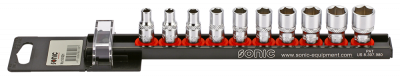 101001 Socket set 1/4'', on rail 10-pcs, Sonic Equipment